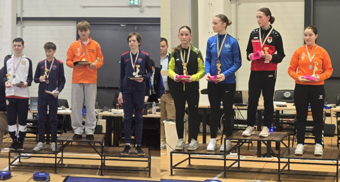 Haller Márk és Nectaria Zoicaș (mindketten narancssárga melegítőben) a dobogó legfelső és második fokán