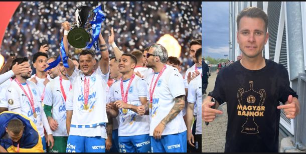 Adrian Rus a serleggel és Claudiu Bumba, a magyar bajnok Adrian Rus a serleggel és Claudiu Bumba, a magyar bajnok
